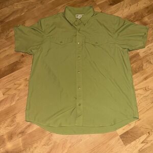 Duluth Trading Co. quick dry Button Up Short Sleeve Shirt Pockets‎ Green XL